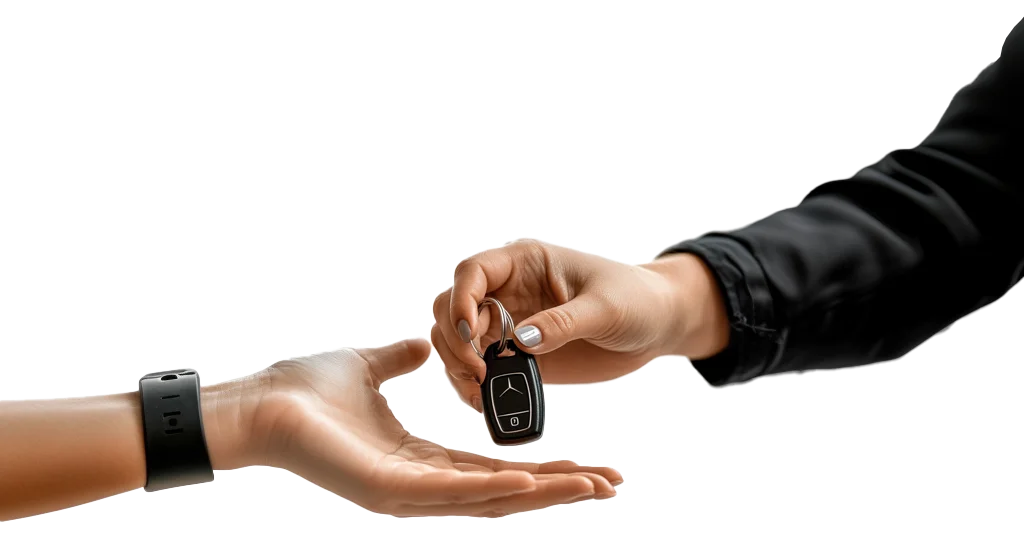 Entrega de la llave de un coche de alquiler
